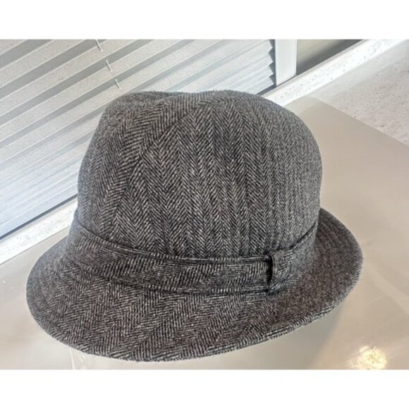 Pendleton Fedora Hat Cap Gray Wool Tweed Made In USA 22in Classic Professor Warm - Picture 8 of 9